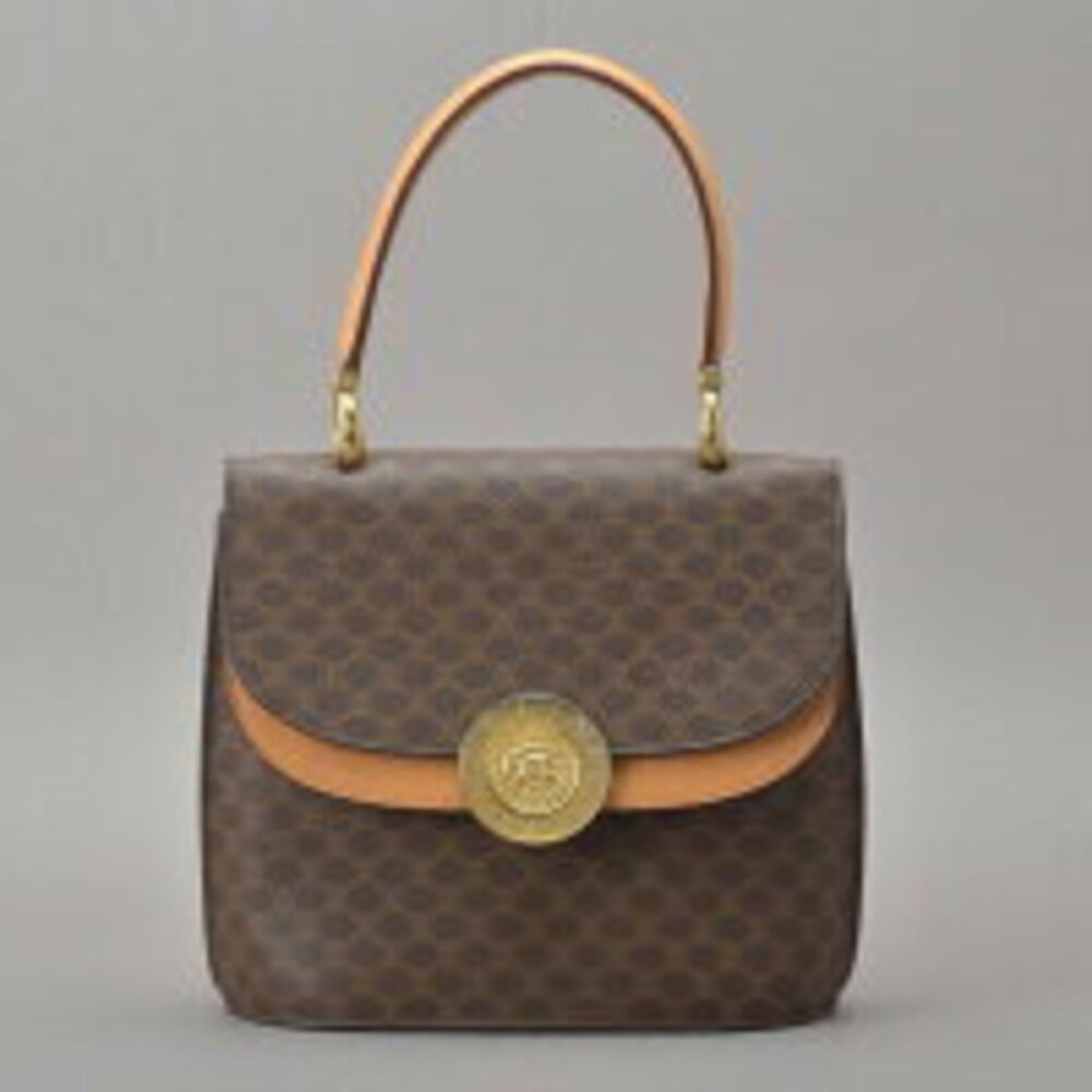 Celine handbag motif top Macadam leather globe handles brown - Picture 2 of 8